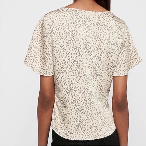 Express Leopard Print Short Sleeve Blouse - Picture 3 of 3